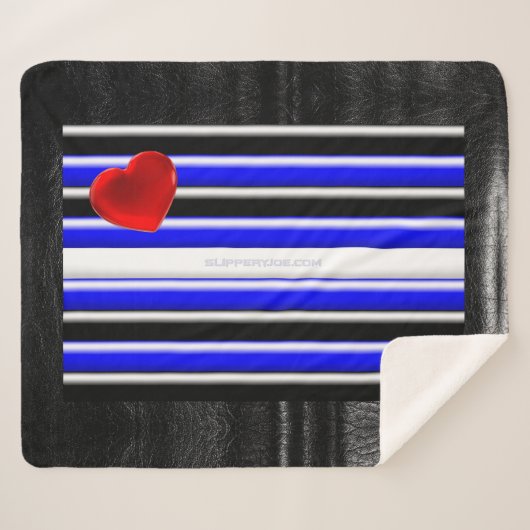 Couverture Sherpa SlipperyJoe's Gay Leather Pride drapeau royal noir (Devant (Horizontal))