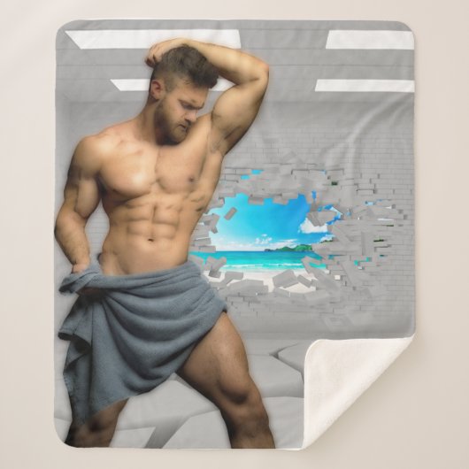 Couverture Sherpa SlipperyJoe's Man serviette brisée mur de brique b (Devant)