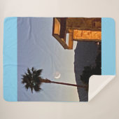 Couverture Sherpa Slivered Moon 🌙 And Palm Tree 🌴  (Devant (Horizontal))