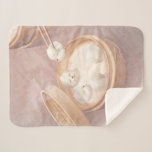 Couverture Sherpa Smile Dog - Xiao Long Bao Délice (Devant (Horizontal))