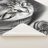 Couverture Sherpa Sneaky Green and Blue Eyes Grey Cat Nom personnali (3/4)