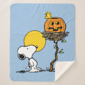 Couverture Sherpa Snoopy & Bois Nid Avec Jack O'Lantern (Devant)
