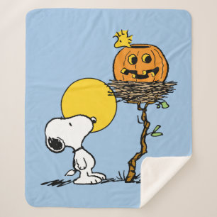 Couverture Sherpa Snoopy & Bois Nid Avec Jack O'Lantern