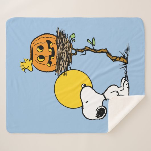Couverture Sherpa Snoopy & Bois Nid Avec Jack O'Lantern (Devant (Horizontal))