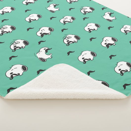 Couverture Sherpa Snoopy Moustaches et Motif Turquoise (3/4)