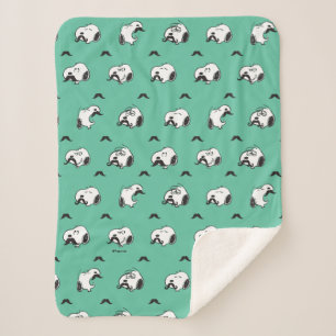 Couverture Sherpa Snoopy Moustaches et Motif Turquoise