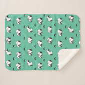 Couverture Sherpa Snoopy Moustaches et Motif Turquoise (Devant (Horizontal))