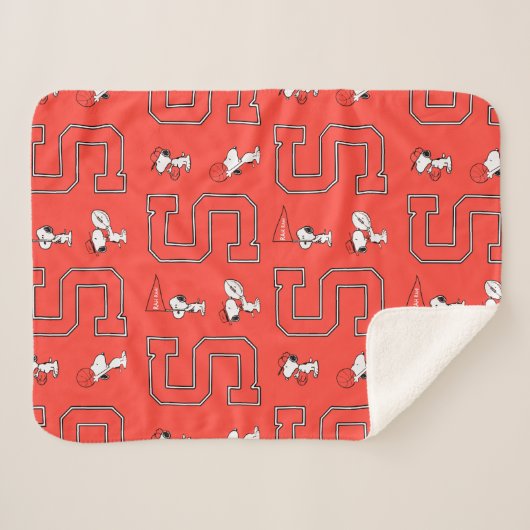 Couverture Sherpa Snoopy Varsity Sports Pattern (Devant (Horizontal))