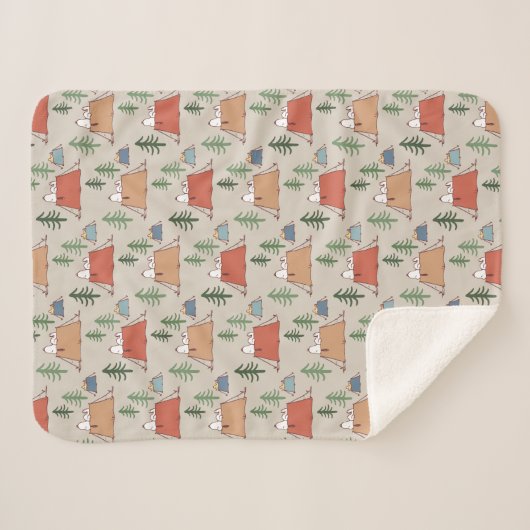 Couverture Sherpa Snoopy & Woodstock Go Camping Motif (Devant (Horizontal))