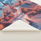 Couverture Sherpa Snow-Covered Houses with Christmas Lights (3/4)