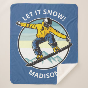 Couverture Sherpa SNOWBOARDER de texte et de nom personnalisés