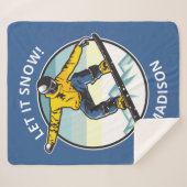Couverture Sherpa SNOWBOARDER de texte et de nom personnalisés (Devant (Horizontal))