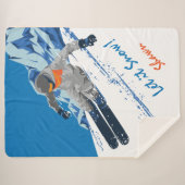Couverture Sherpa Snowboarder Winter Ride, Personnalisé (Devant (Horizontal))