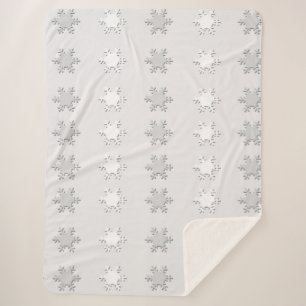 Couverture Sherpa Snowflakes blanc et gris Sherpa Blanket