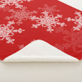 Couverture Sherpa Snowflakes blanc rouge Noël minimaliste (3/4)