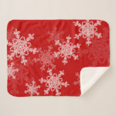 Couverture Sherpa Snowflakes blanc rouge Noël minimaliste (Devant (Horizontal))