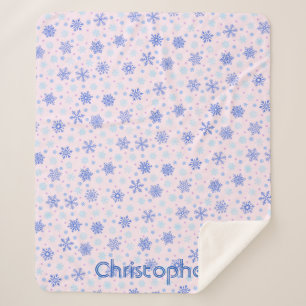 Couverture Sherpa Snowflakes Pink Pastel Pink Élégant Nom personnali