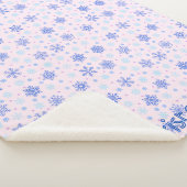 Couverture Sherpa Snowflakes Pink Pastel Pink Élégant Nom personnali (3/4)
