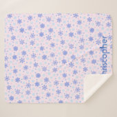 Couverture Sherpa Snowflakes Pink Pastel Pink Élégant Nom personnali (Devant (Horizontal))