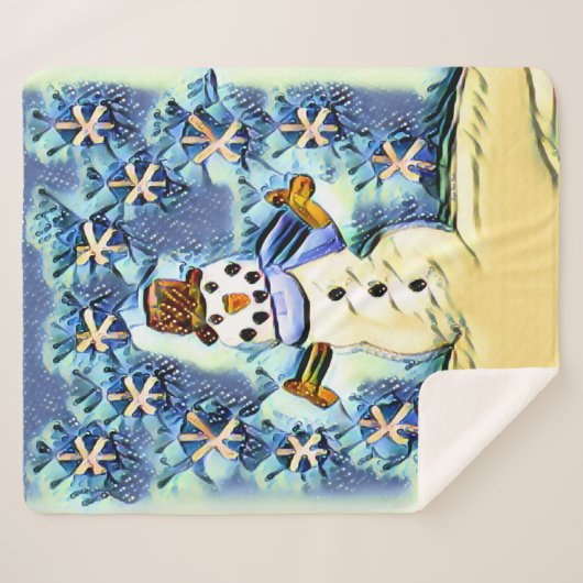 Couverture Sherpa Snowie Snowman (Devant (Horizontal))