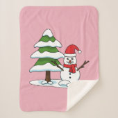 Couverture Sherpa Snowman avec Snowman Pine Tree (Devant)