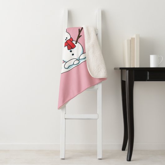 Couverture Sherpa Snowman avec Snowman Pine Tree (En situation)