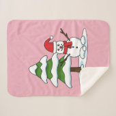 Couverture Sherpa Snowman avec Snowman Pine Tree (Devant (Horizontal))