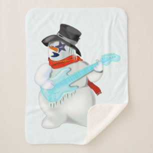 Couverture Sherpa Snowman de Noël avec guitare Sherpa Blanket