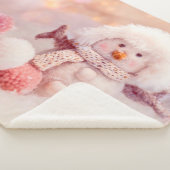 Couverture Sherpa Snowman rose et blanc de Noël (3/4)