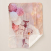Couverture Sherpa Snowman rose et blanc de Noël (Devant)