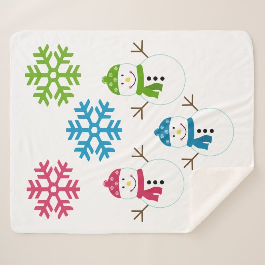 Couverture Sherpa Snowman Snowflakes Winter Home Décor mignon (Devant (Horizontal))