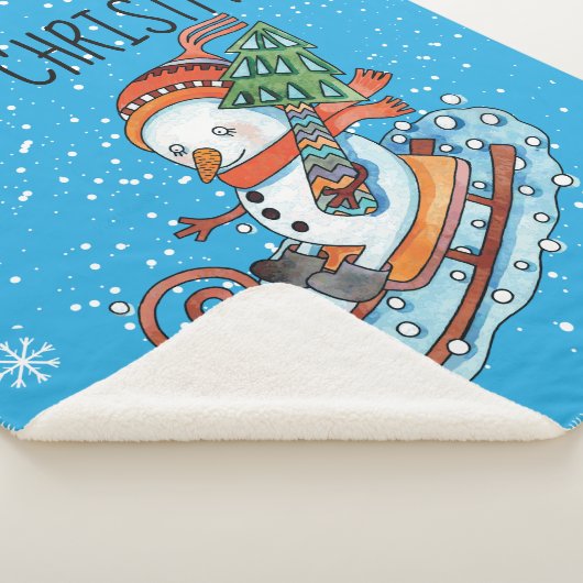 Couverture Sherpa Snowman sur une toison Sherpa Blanket (3/4)
