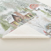 Couverture Sherpa Snowy hiver Cabine de Noël Scène (3/4)