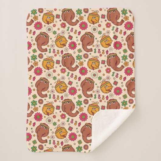 Couverture Sherpa Snuffleupagus et Big Bird Super Flower Motif (Devant)