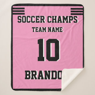 Couverture Sherpa Soccer Sherpa Blanket rose blanc noir amour sport
