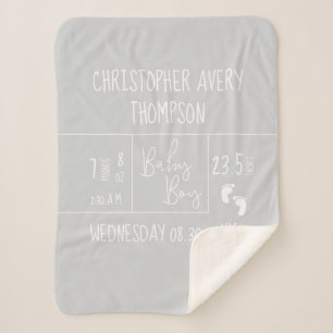 Couverture Sherpa Soft Grey Moderne Typographie Chien de naissance b