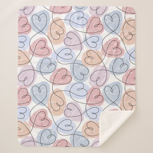 Couverture Sherpa Soft Hearts : Continuous Line Valentine's (Devant)