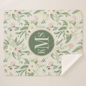 Couverture Sherpa Soft Mint Green Garden Motif (Devant (Horizontal))