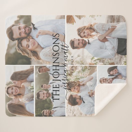 Couverture Sherpa Soft Photo Collage Wedding or Anniversary (Devant (Horizontal))