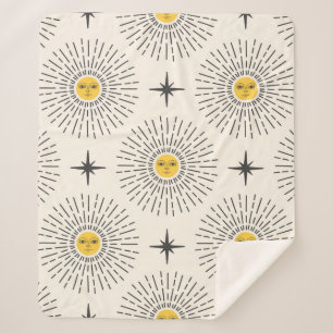 Couverture Sherpa Soleil avec Motif céleste sans joint