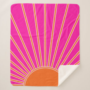 Couverture Sherpa Soleil Sunrise Hot Rose Et Orange Preppy Sunshine