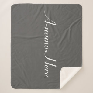 Couverture Sherpa Solide gris personnalisé avec nom blanc personnali