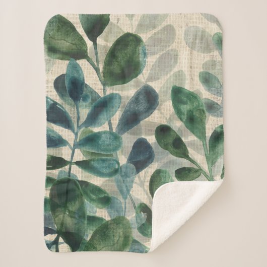 Couverture Sherpa Sophistication verdoyante - Feuilles tropicaux (Devant)