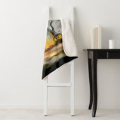 Couverture Sherpa Sorcière et chat noir, Happy Halloween ! (En situation)