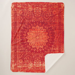 Couverture Sherpa Souk couché de soleil : Motif marocain d'Orange Ma