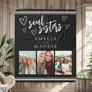 Couverture Sherpa Soul Soeurs Trois Photo Noir et Blanc