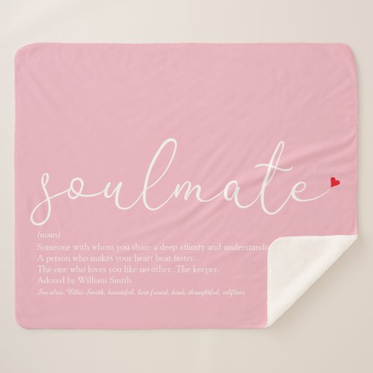 Couverture Sherpa Soulmate Définition Élégant amour Coeur rose Sherp (Devant (Horizontal))