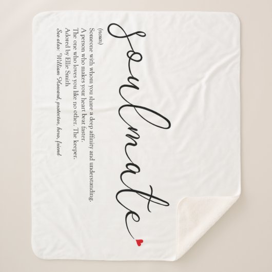 Couverture Sherpa Soulmate Script Love Coeur Définition (Devant)