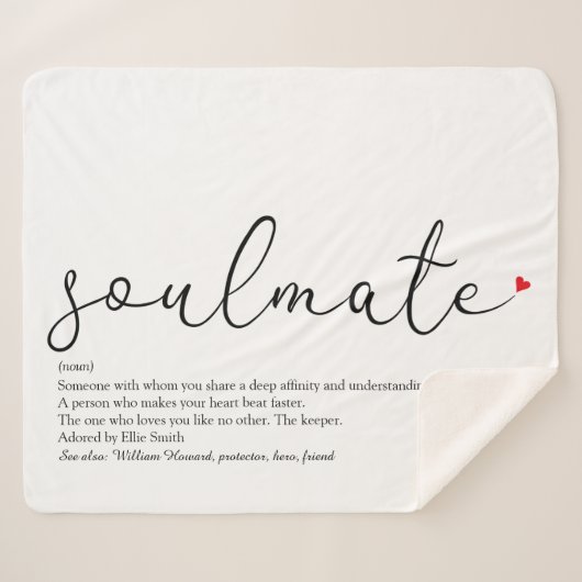 Couverture Sherpa Soulmate Script Love Coeur Définition (Devant (Horizontal))