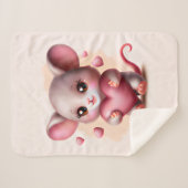 Couverture Sherpa Souris pour bébé avec le coeur de Valentine (Devant (Horizontal))